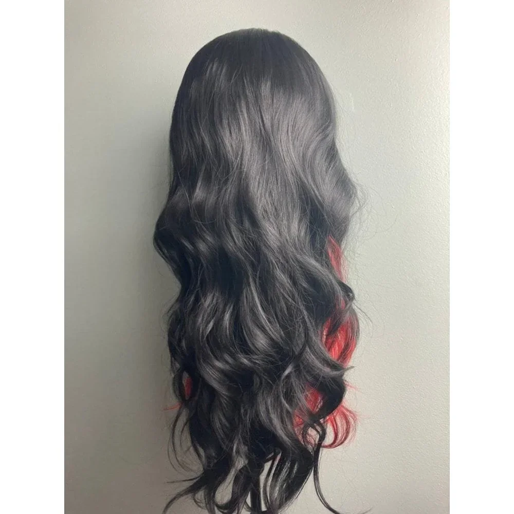 Black With Red Wig,Highlight Wig